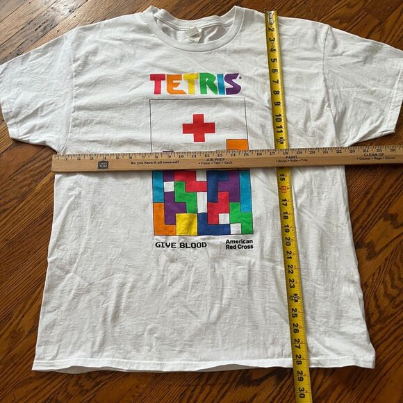 American Red Cross Tetris 40th Anniversary Hanes White T Shirt Mens Size XL - Picture 3 of 6